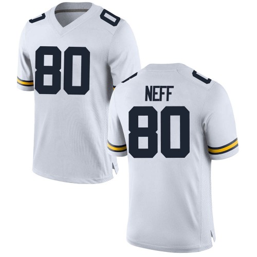 Hunter Neff Michigan Wolverines Men's NCAA #80 White Game Brand Jordan College Stitched Football Jersey ENT4554JV